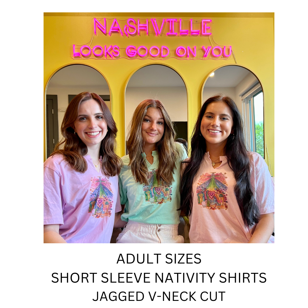 Nativity T-shirts, short sleeve, ADULT and YOUTH sizes WITH jagged cut v-neck Main Image